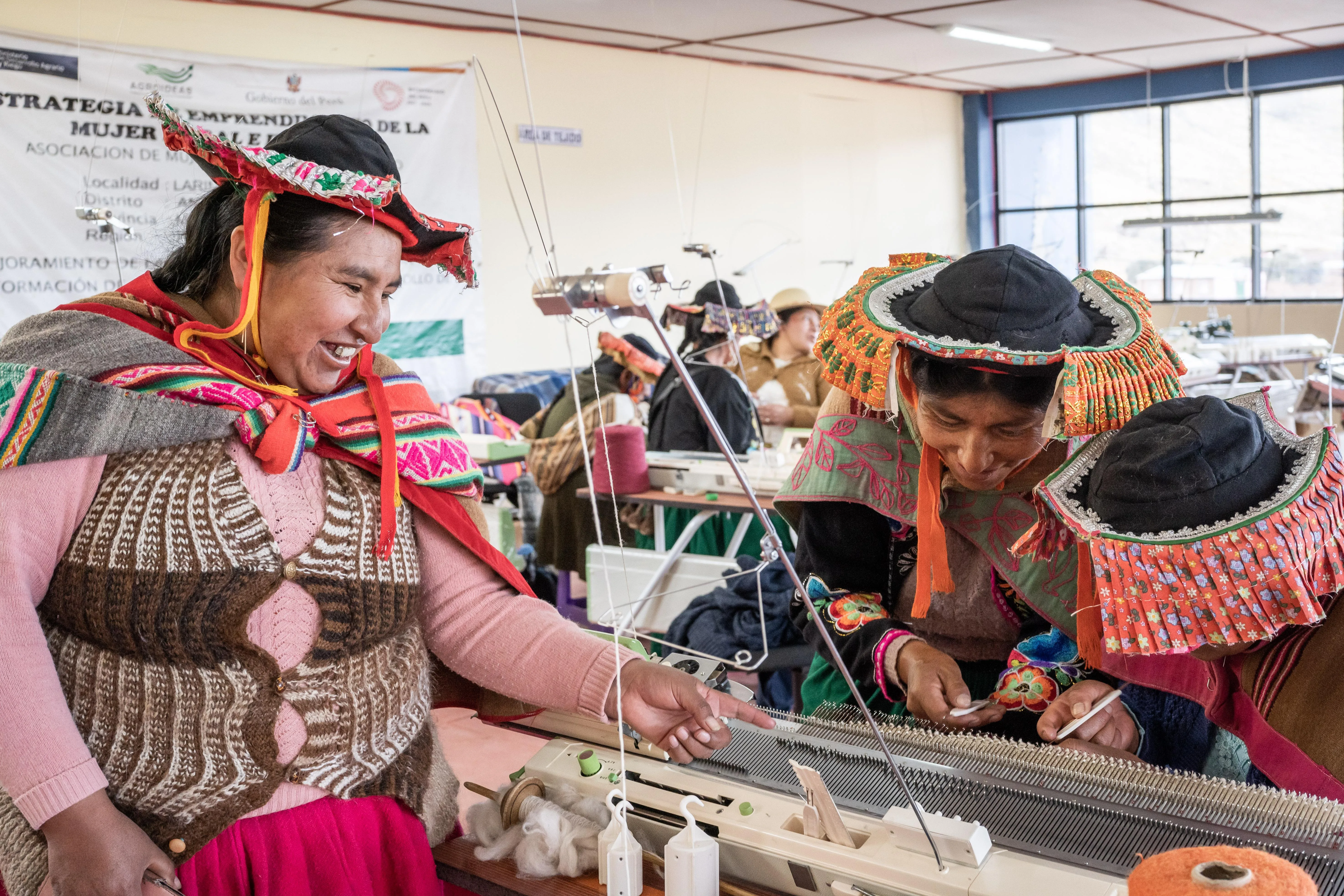 Artisans working on alpaca product design and development